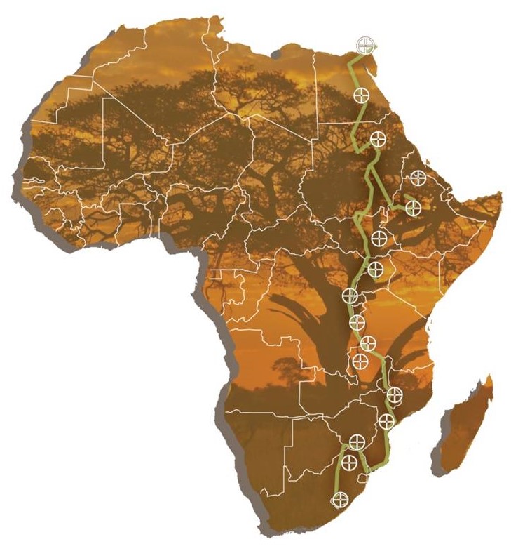 Afrika met SHT-route